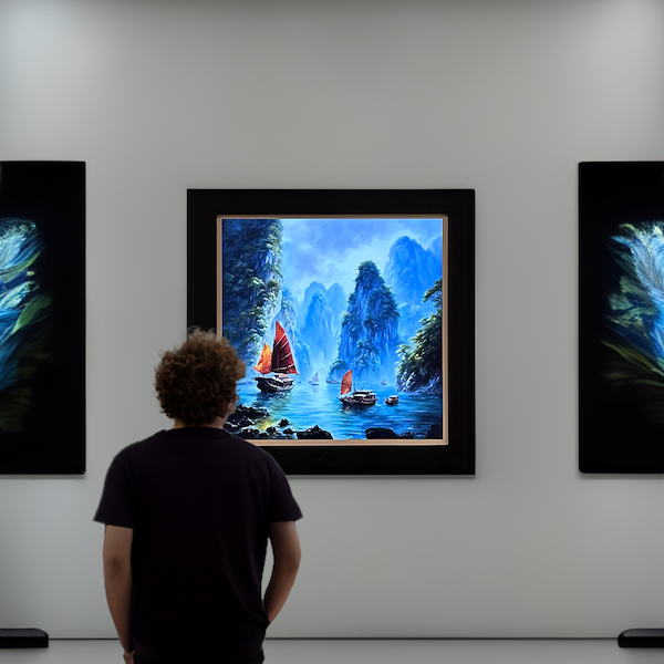 Zoetropes exposés dans une galerie